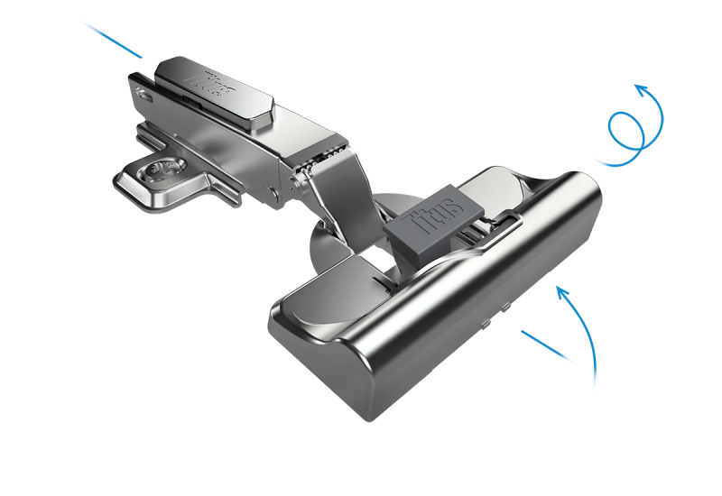 add on soft close, soft closing hinge, soft close cabinet, slow close hinge, titus, titus group, cabinet hardware