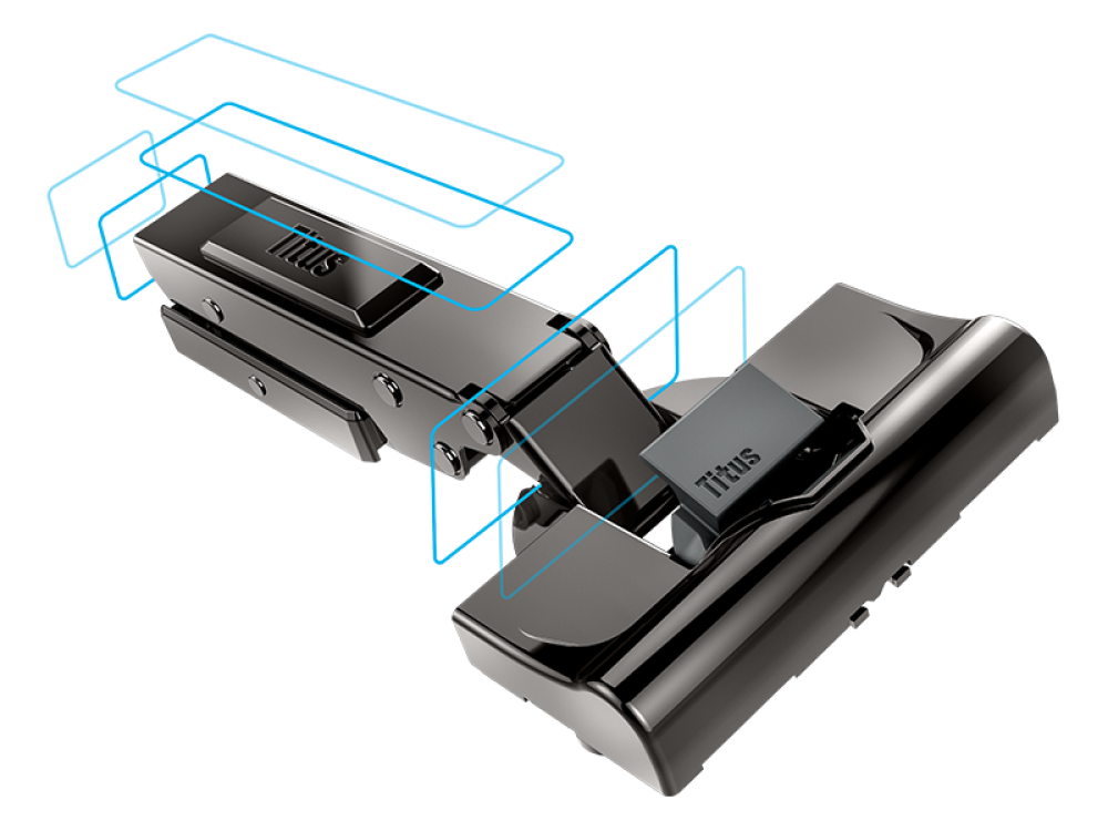 T type PressTo Nickel features 3Way snap on blue lines A isolated on black modul