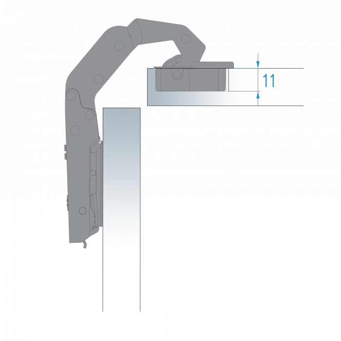 T type pie cut low hinge cup transparent