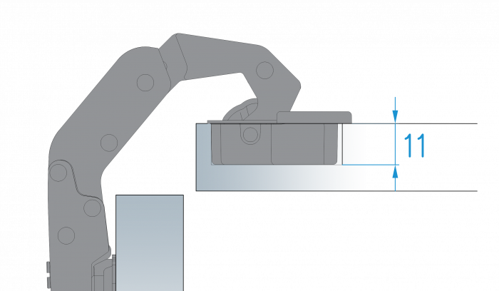 T type pie cut low hinge cup