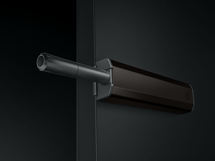 Push Latch 2 Noir - materials out inside - new model - noir on black - neutral - from right