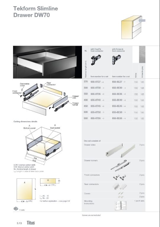 Tekform Slimline Drawer catalgoue