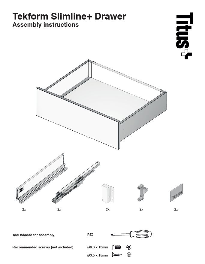 Titus Tekform Slimline+ drawer Assembly instructions 2024