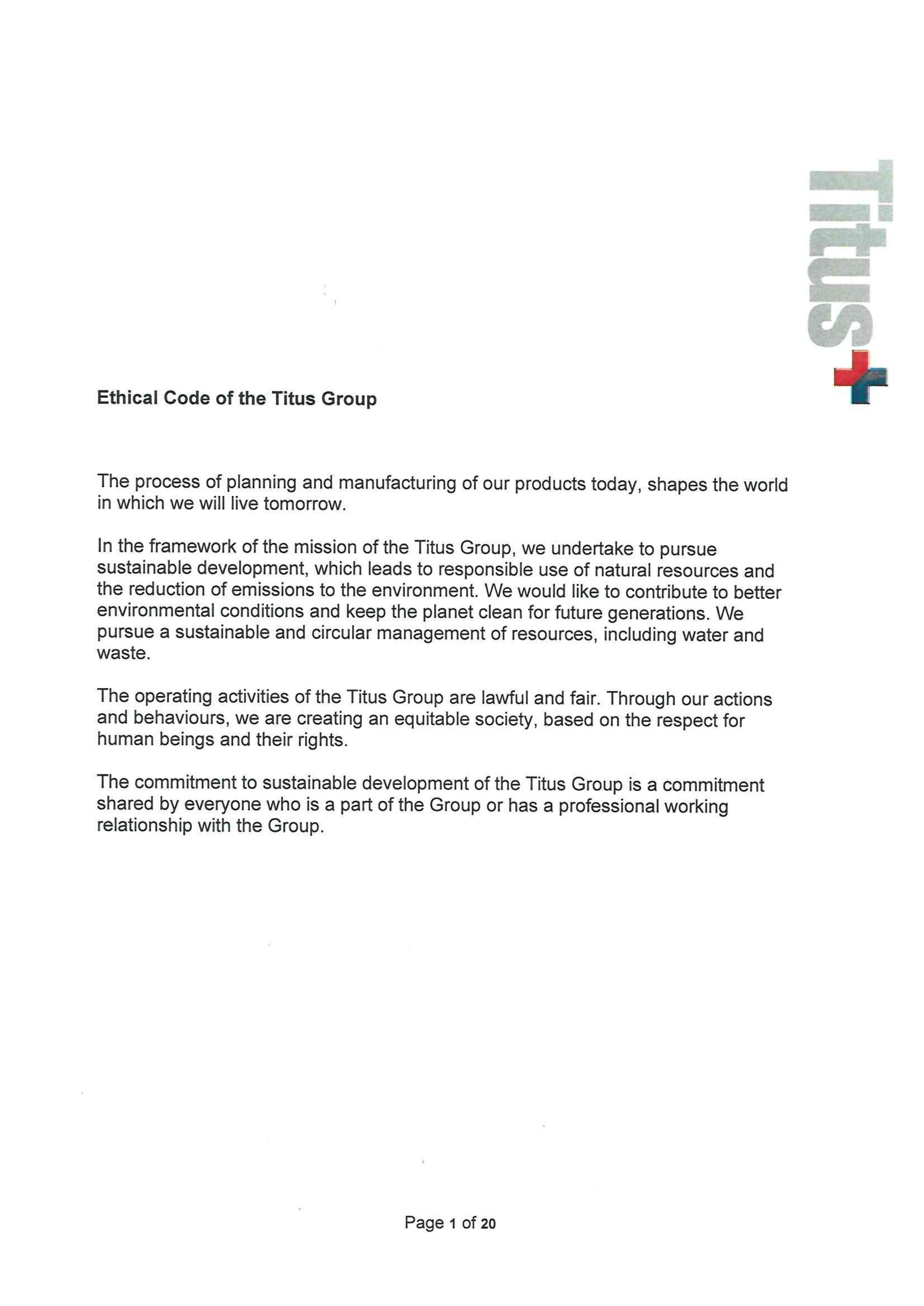 code of ethics titus group