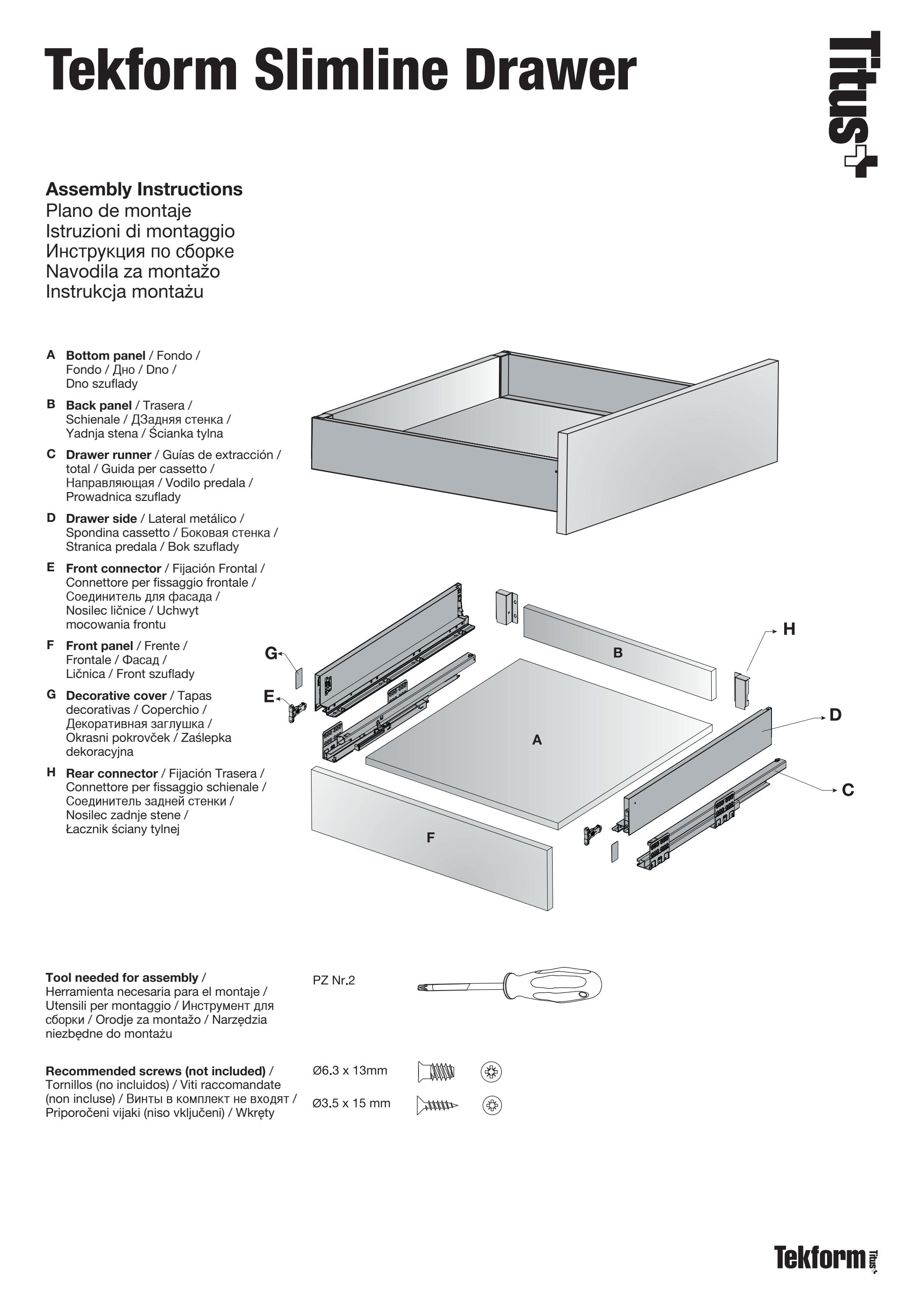 tekform slimline drawer mounting instructions en v2